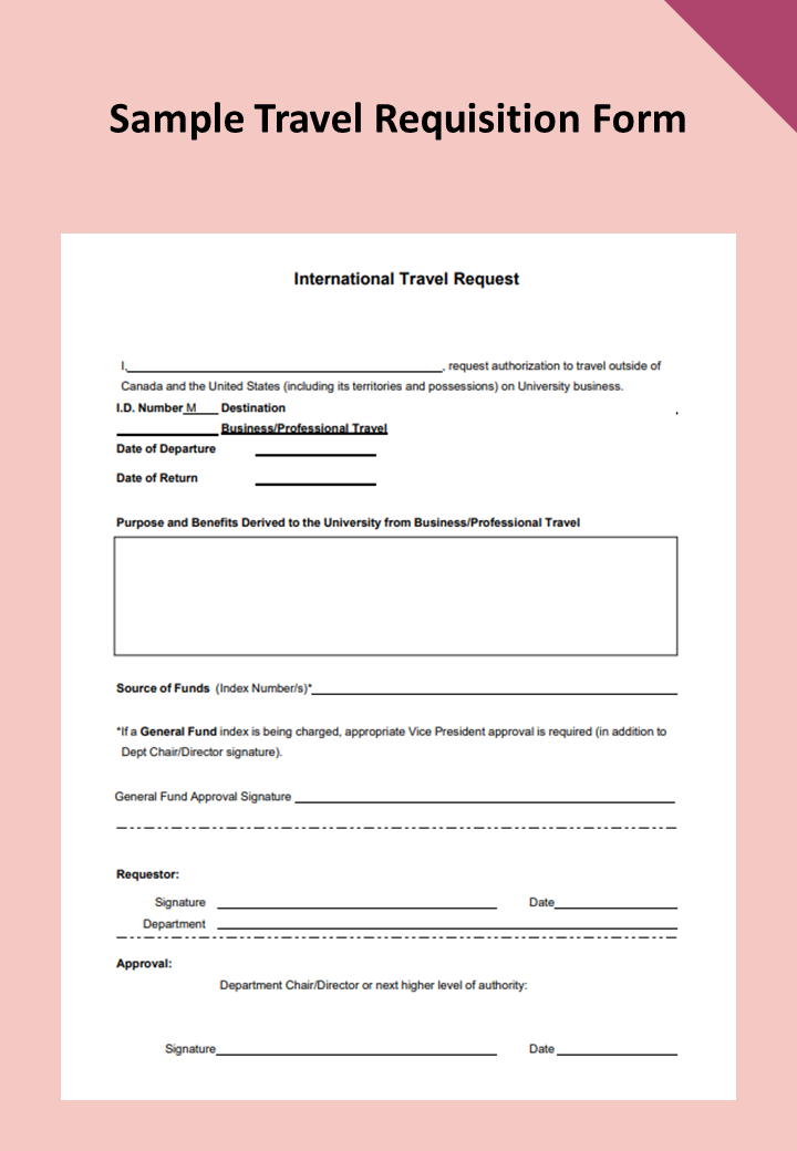travel requisition meaning